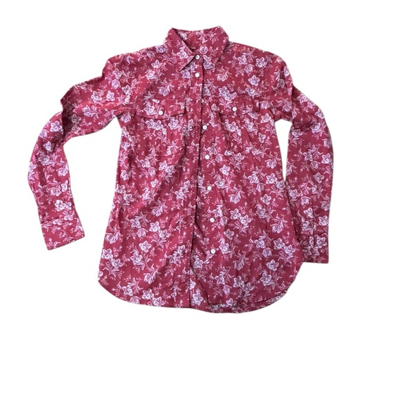 Lauren Ralph Lauren - Red Pocketed Curve Hem Floral Cuff Sleeved Button- XXS - Picture 1 of 5